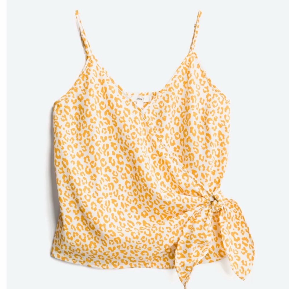 Blu Pepper Yellow Leopard Print Faux Wrap Top